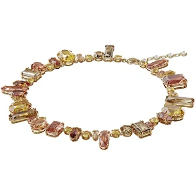 Afbeelding van Swarovski Gema ketting, waaier van oogverblindende kristallen in klassieke maten, verguld, meerkleurig, Kristal, Kristal