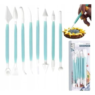 Afbeelding van Modelleergereedschap Fondant 8 delig Uitsteekvormen Spatels voor Taartdecoratie Taarten Cakes Cupcakes Bakaccessoires Taartaccessoireset