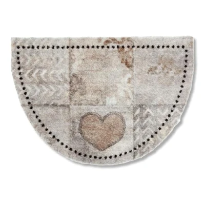 Afbeelding van ASTRA Pure &amp; Soft Pluizige deurmat patchwork 50 x 70 cm halve cirkel wasbaar van binnen duurzame keukenmat wasbare