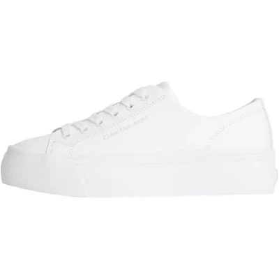 Afbeelding van Calvin Klein Jeans Flatform Sneakers laag, Dames, Maat: 40, Triple bright white Leer