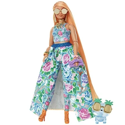 Afbeelding van Barbie Extra Fancy Barbiepop Blond Gebloemde set