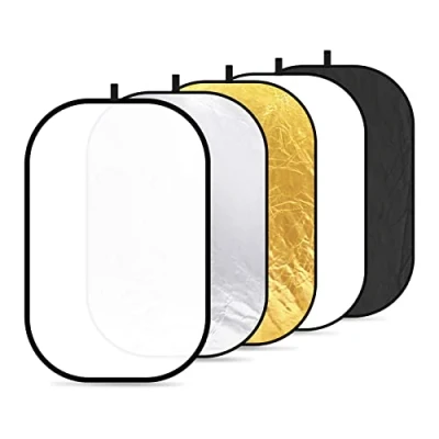 Image de Neewer® Réflecteur de lumière ovale 5 en 1, pliable, professionnel, multi disques, 120 x 180 cm, avec perméabilité, argent, noir, or, blanc