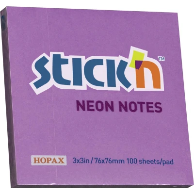 Afbeelding van Stick&#039;n sticky notes Memoblok 76x76mm Neon Paars 100 Memoblaadjes