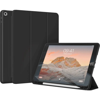 Afbeelding van Accezz Tablet Hoes Geschikt voor iPad 8 (2020) 8e generatie / 7 (2019) 7e 9 (2021) 9e Smart Silicone Bookcase Zwart
