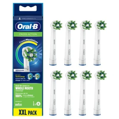 Image de Oral B CrossAction CleanMaximiser Tête de brosse rechange pour à dent (pack 8) Pro 2000, 2500, 4000, 4500, 600, 650, 700, 7000