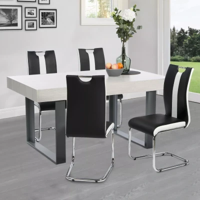 Afbeelding van Lot de 4 chaises PIA noires et blanches pour salle à manger