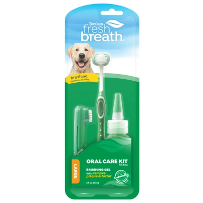 Afbeelding van TropiClean Fresh Breath Honden Mondverzorging Set Grote