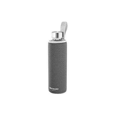 Afbeelding van Westmark 5272226A Viva glazen fles met beschermhoes, 550 ml, glas, siliconen, rubber, BPA vrij, antraciet/zilver/transparant