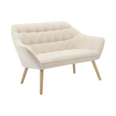 Afbeelding van Tweezitsbank van beige stof CASERTA L 127 cm x H 77 D 73