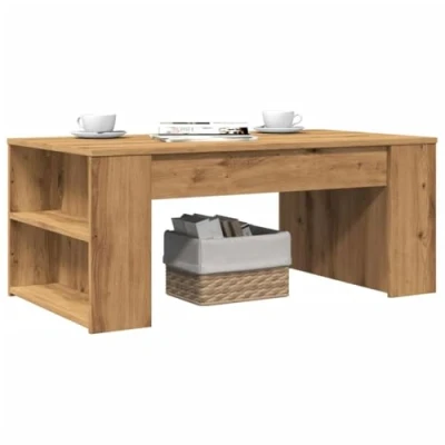 Afbeelding van Salontafel 102x55x42 cm bewerkt hout artisanaal eikenkleur