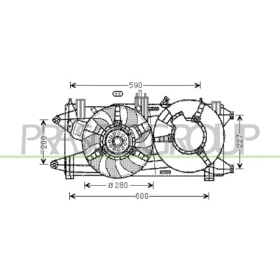Afbeelding van PRASCO FT909F006 Radiator Ventilator 280 12 270 Met ventilatorraamwerk