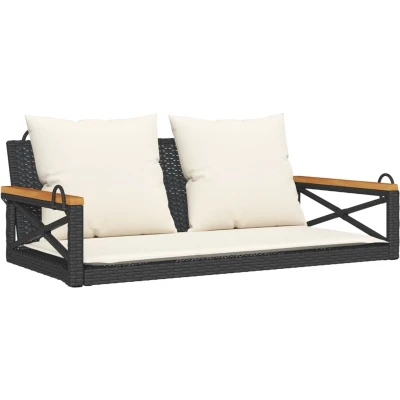Afbeelding van Schommelbank met kussens 109x62x40 cm poly rattan zwart