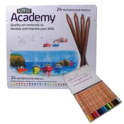 Image de Boîte de crayons couleur aquarellables Derwent Academy 24 pcs
