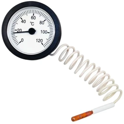 Afbeelding van GOLDMAN SERVICE Thermomètre capillaire de précision 0 120 C Jauge température avec sonde capteur Lecture à distance et cadran facile lire Idéal pour l&#039;eau, le gaz les liquides