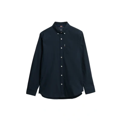 Afbeelding van Superdry Essentials LONG Sleeve Oxford Overhemd, Heren, Maat: Small, Eclipse navy