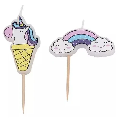 Afbeelding van Taartkaarsjes Unicorn &amp; Regenboog