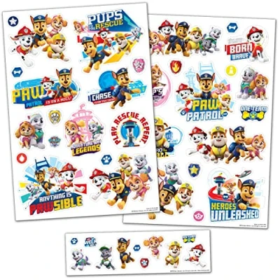 Afbeelding van Paper Projects Paw Patrol Vinyl Muurstickers, ideaal voor het decoreren van kinderkamers en meubels, meerkleurige/transparante rand, verschillende maten