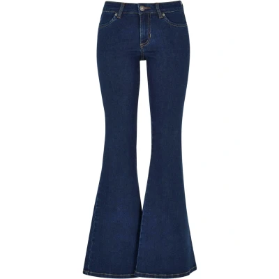 Afbeelding van Urban Classics Flared Jeans, Dames, Maat: Medium, Mid indigo washed