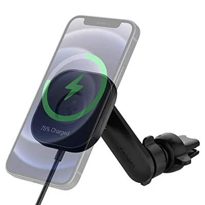 Afbeelding van Spigen OneTap Pro MagFit draadloze snellader, autohouder ontworpen voor Magsafe (clip ventilatierooster)