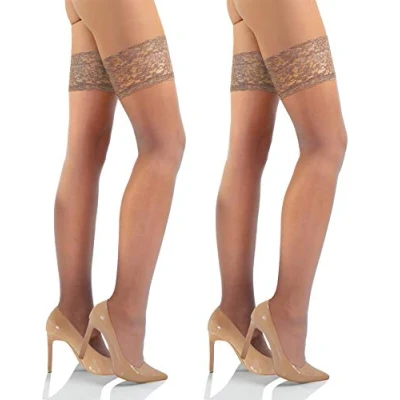 Afbeelding van Sesto Senso Sexy kanten kousen voor dames, 15 denier, 2 stuks Cypria, M L