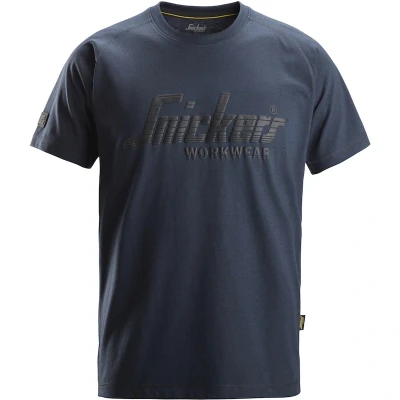 Afbeelding van Snickers 2590 Logo T shirt Donker Blauw Melange/ XL