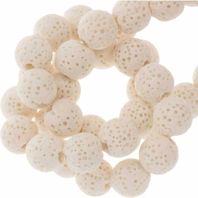 Afbeelding van Lava Kralen (8 mm) Beige (51 Stuks)