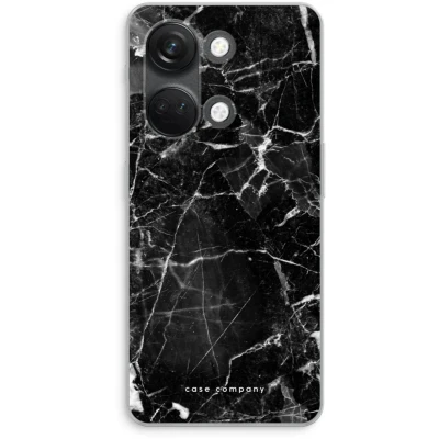 Afbeelding van Case Company® hoesje geschikt voor OnePlus Nord 3 Zwart Marmer Soft Cover Telefoonhoesje Bescherming aan alle Kanten en Schermrand