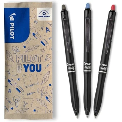Afbeelding van PILOT Set Van 3 FriXion Ball 07 Plus Uitwisbare rollerbalpen Intrekbaar en navulbaar gerecycled kunststof Zwart, blauw, rood Medium punt