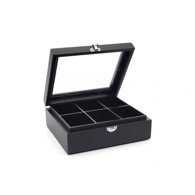 Afbeelding van Bredemeijer Tea box 6 comp. with window bamboo black