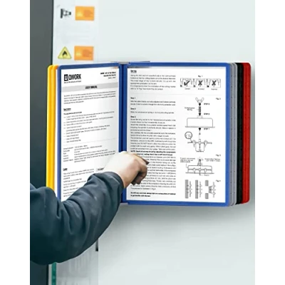 Afbeelding van QWORK® Wandorganizer voor A4 documenten met 10 displaypanelen in verschillende kleuren