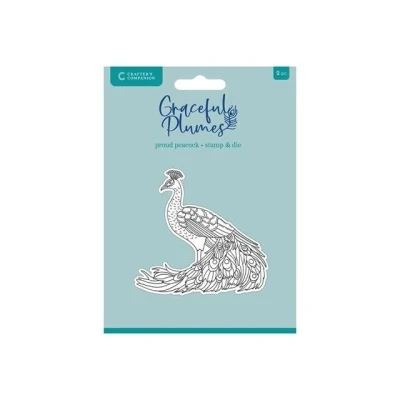 Afbeelding van CC Graceful Plumes Clearstamp/Snijmal Proud Peacock
