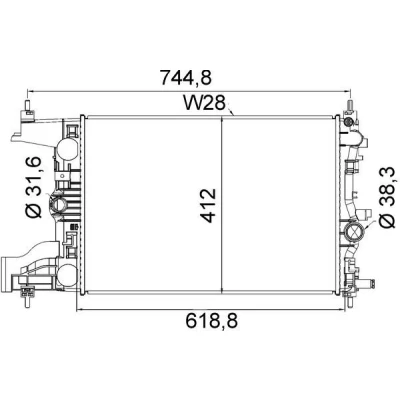 Afbeelding van MAHLE ORIGINAL CR 2116 000S Radiateur 580 382 18 Koelribben gesoldeerd CHEVROLET: Orlando
