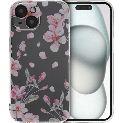 Afbeelding van iMoshion hoesje Geschikt voor iPhone 15 Siliconen Design Meerkleurig / Blossom Watercolor