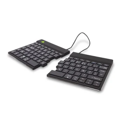 Image de R Go Clavier Ergonomique Split break avec indicateur de rupture intégré sans fil Bluetooth 5.0 AZERTY Français noir