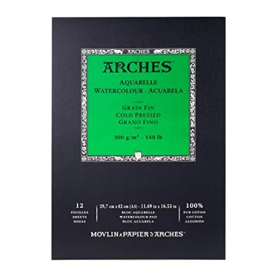 Afbeelding van ARCHES Aquarelblok 300 g/m², koudgeperst, A3 (29,7 x 42 cm), hout, wit, 29,7 1 cm