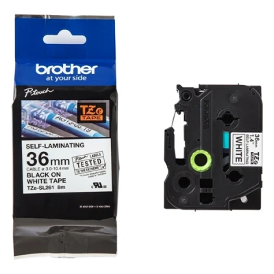Image de Brother TZe SL261 Auto adhésif noir sur blanc Rouleau (36 cm x 8 m) 1 cassette(s) ruban laminé pour P Touch PT D800W P900W P950NW