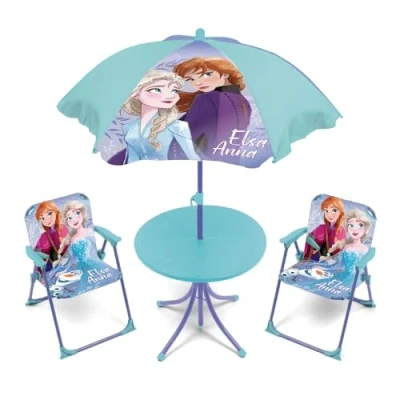 Afbeelding van ARDITEX WD16133 Placemat (50 x 50 48 cm), 2 stoelen (38 32 53 cm) en parasol (diameter 110 van Disney Frozen