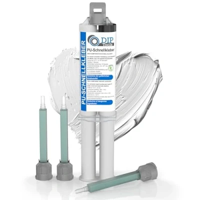 Afbeelding van DIP Tools 2 componenten PU snellijm, 25 g, met 3 mengmondstukken, extra sterke en sneldrogende 2K lijm, metaallijm, kunststof reparatie, epoxyhars (1 x ml)