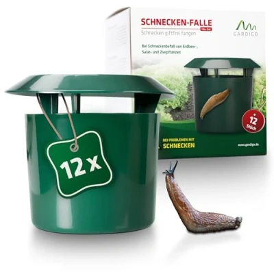 Afbeelding van GARDIGO® Set van 12 natuurlijke slakken/slakkenvallen, bescherming tegen slakken, biologische slakkenval voor de tuin, milieuvriendelijk, groen.