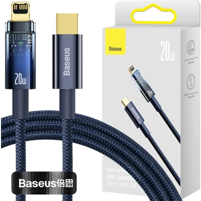 Afbeelding van Baseus Explorer Series USB C naar Lightning Kabel PD 20W Blauw 1 Meter