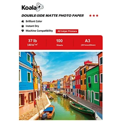 Afbeelding van KOALA 100 vellen dubbelzijdig fotopapier voor inkjetprinter DIN A3 140 g/m²