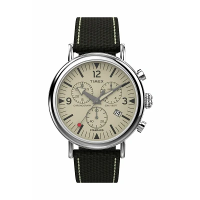 Afbeelding van Timex Chronograaf herenhorloge met standaard Chrono stoffen riem, Bruin, armband