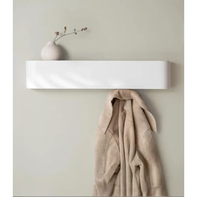 Afbeelding van Kazai. Wandgarderobe van hout &#039;Toke&#039;, modern design met verborgen wandhaken, paneel massief houtfineer, wit