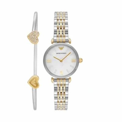 Afbeelding van Emporio Armani dames Horloge met bangle in set van 2AR80078SET de kleur Zilver