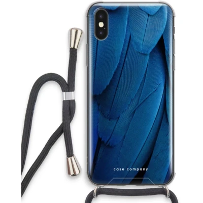 Afbeelding van Case Company® hoesje met Koord geschikt voor iPhone XS Pauw Telefoonhoesje Zwart Extra Bescherming aan alle Kanten en Over de Schermrand