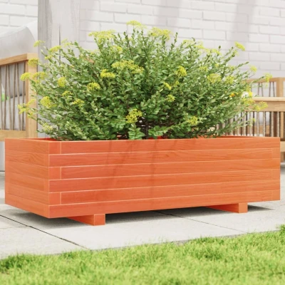 Afbeelding van Plantenbak 90x40x26,5 cm massief grenenhout wasbruin