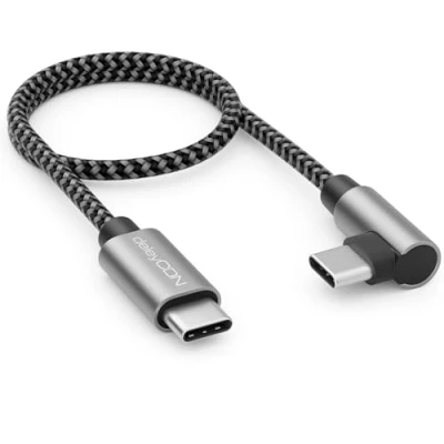 Afbeelding van deleyCON 0,30 m USB C kabel, 1 x 90 graden gebogen, PD3.0 (60 W snel opladen), korte oplaadkabel 30 cm naar voor iPhone 16 15 Pro Max Samsung S24 S23 Pixel iPad MacBook Air Tablets