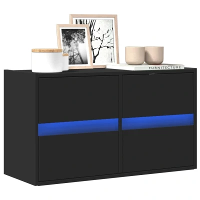 Afbeelding van Tv wandmeubel met LED verlichting 80x31x45 cm zwart