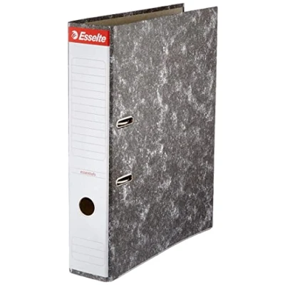 Afbeelding van ESSELTE 46957 Archivador voor palanca karton jaspeado met rand en kantonera folio. Lomo 75 mm kleur zwart