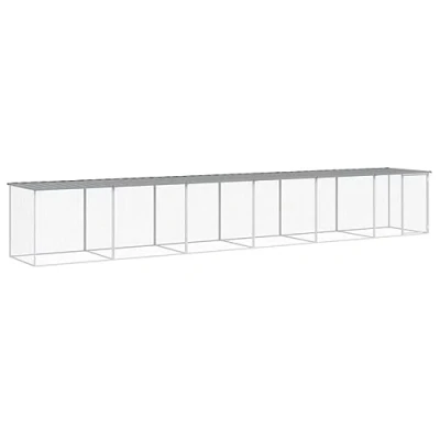 Afbeelding van vidaXL Kippenhok met dak 603x98x90 cm gegalvaniseerd staal lichtgrijs